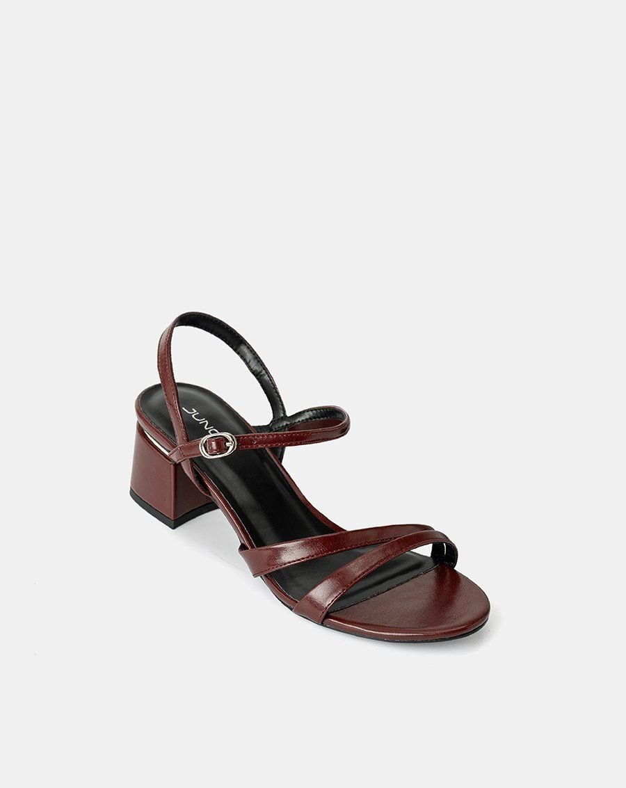 Giày Sandal Hai Quai Gót Phối Kim Loại