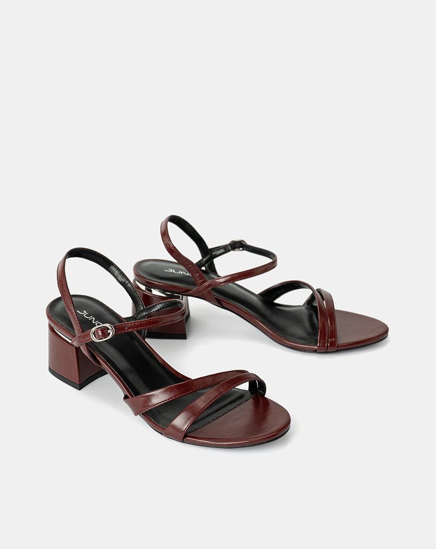 Giày Sandal Hai Quai Gót Phối Kim Loại