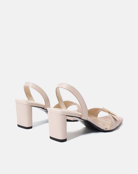  Giày sandal mũi vuông khóa trang trí 