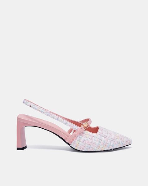 Giày Cao Gót Slingback Vải Tweed JNCG07136