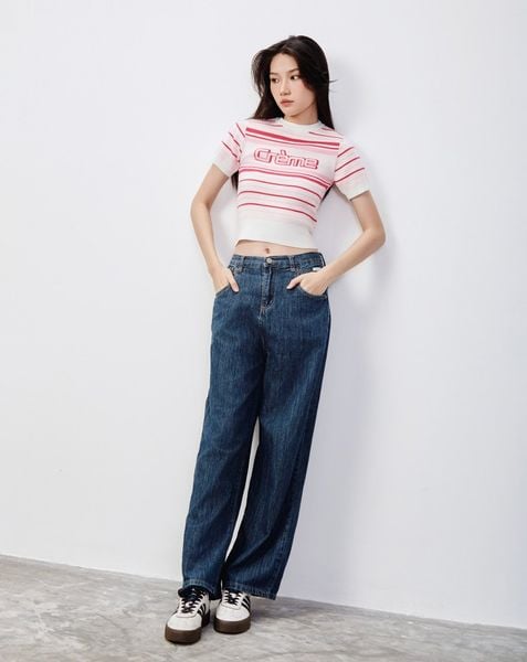  Áo dệt creme tay ngắn 