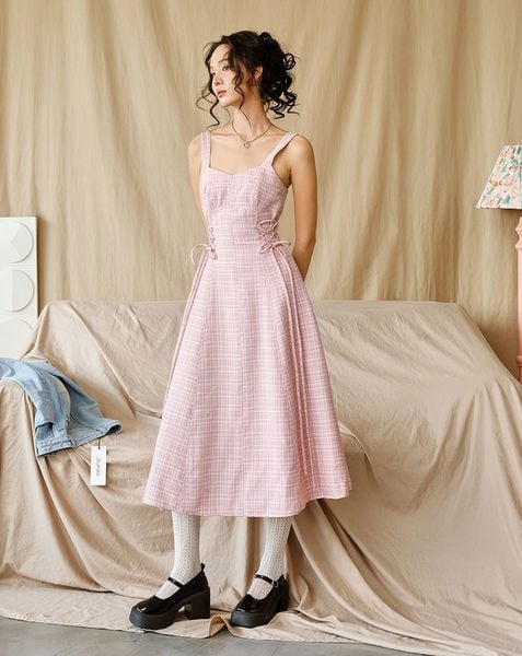 Đầm dài midi dây cột eo