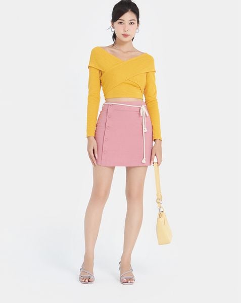 Váy mini hàng nút lệch