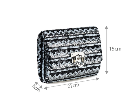 Clutch cầm tay sequin phối màu TXN268