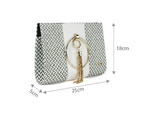 Clutch da đan tay cầm kim loại TXT184