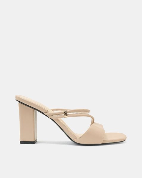 Giày Sandal Gót Vuông Phối Quai Kiểu