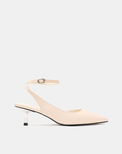 Giày Cao Gót Pump Hở Gót Quai Cổ Chân