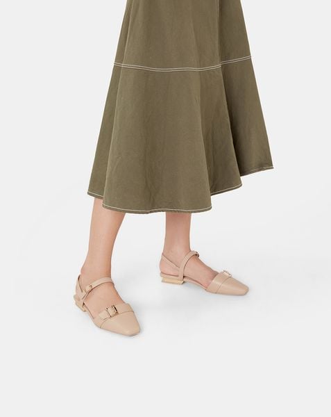  Giày Búp Bê Mũi Vuông Trang Trí Khoá 