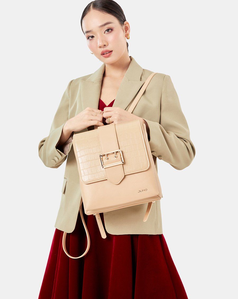 Balo buckle phối si vân