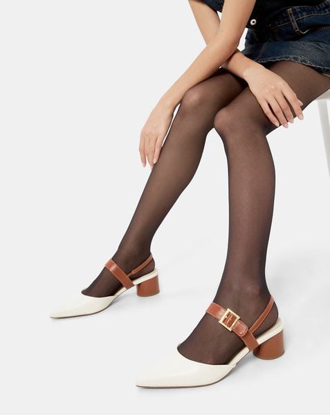  Giày Cao Gót Hở Hậu Khoá Trang Trí 