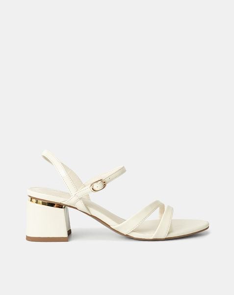 Giày Sandal Hai Quai Gót Phối Kim Loại