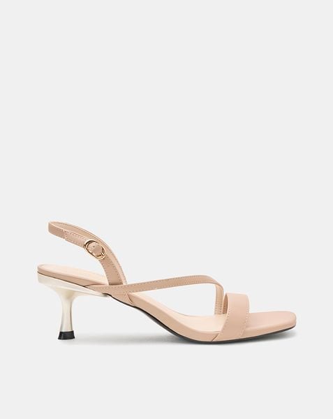 Giày Sandal Gót Trụ Quai Ngang Phối Quai Xéo