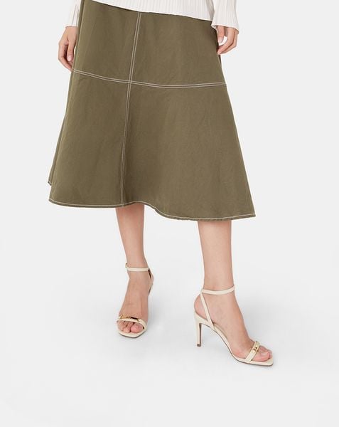  Giày Sandal Mũi Vuông Gắn Khóa Trang Trí 