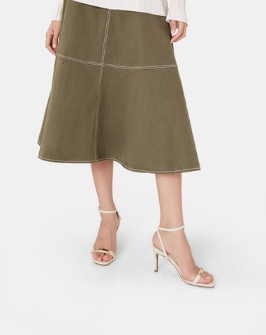  Giày Sandal Mũi Vuông Gắn Khóa Trang Trí 