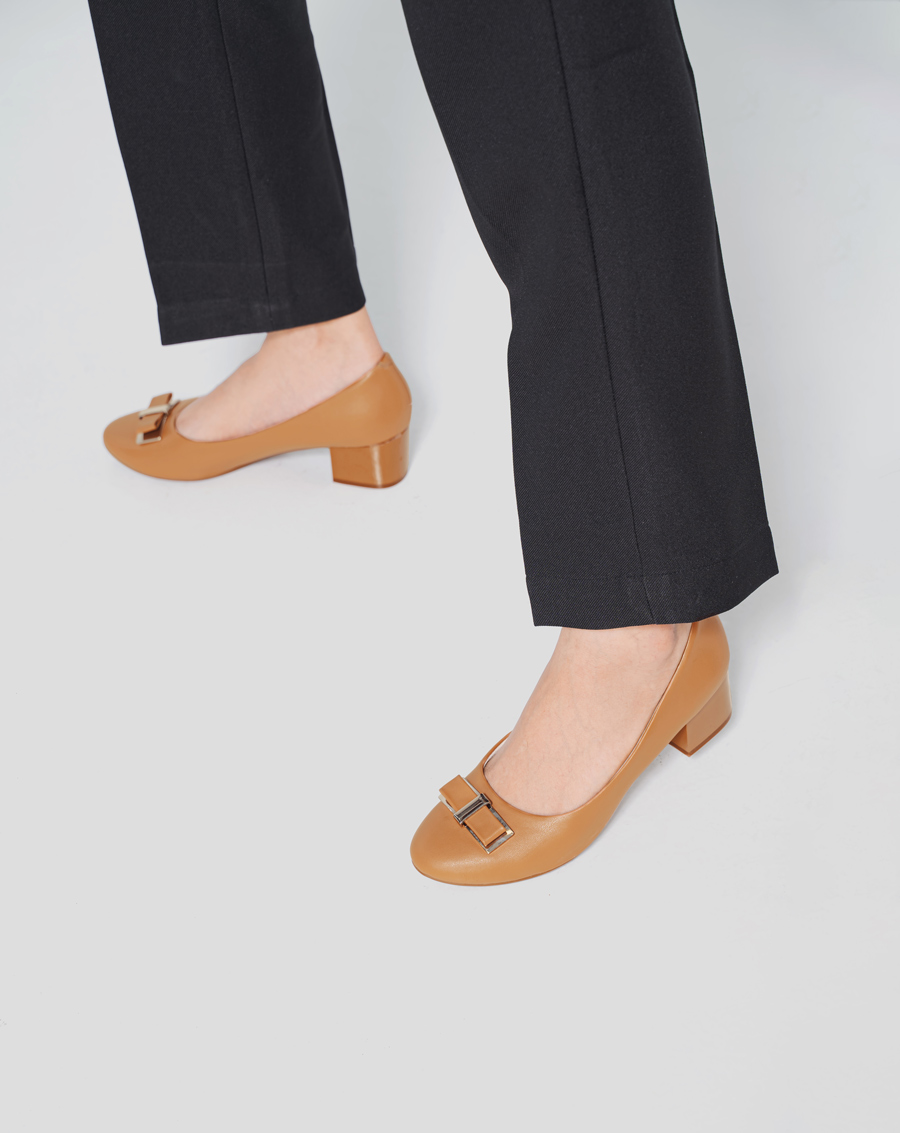 Giày cao gót 5cm mũi tròn phối nơ CG05059 - Image 2