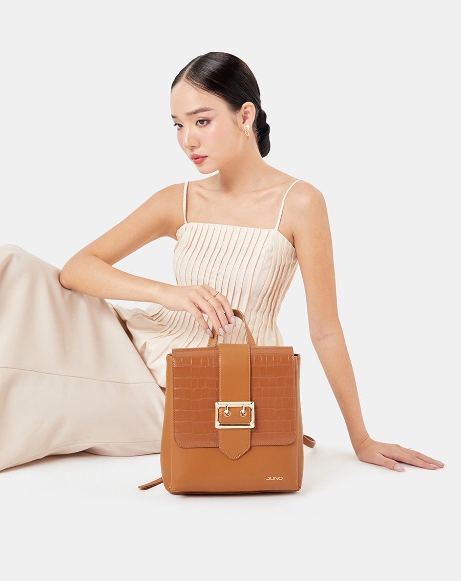 Balo buckle phối si vân