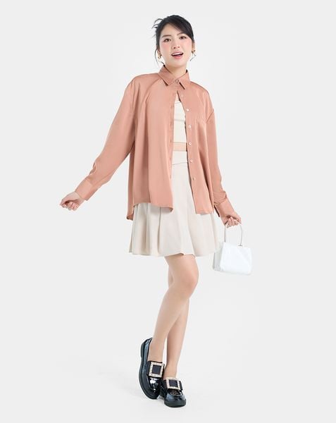  Áo sơmi dáng oversized hạ vai 