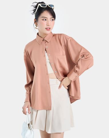  Áo sơmi dáng oversized hạ vai 