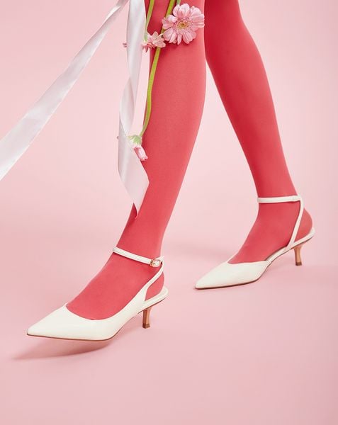  Giày Cao Gót Pump Hở Gót Quai Cổ Chân 