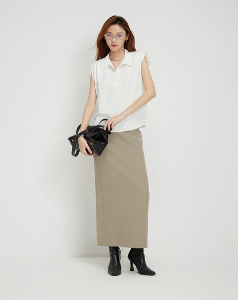  Áo kiểu cổ nẹp độn xếp vai 