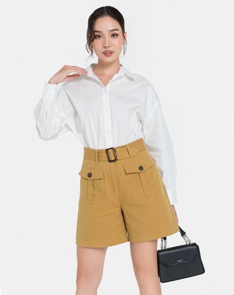 Áo sơ mi oversize thân sau cutout