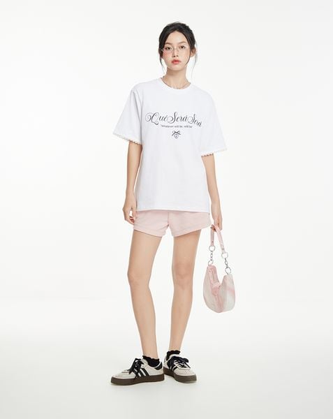  Áo thun tay phối ren 