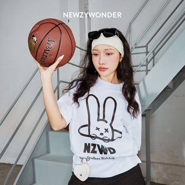 Áo thun unisex Newzy Wonder oversized 100% cotton in Stalker Rabbit NZATH004
