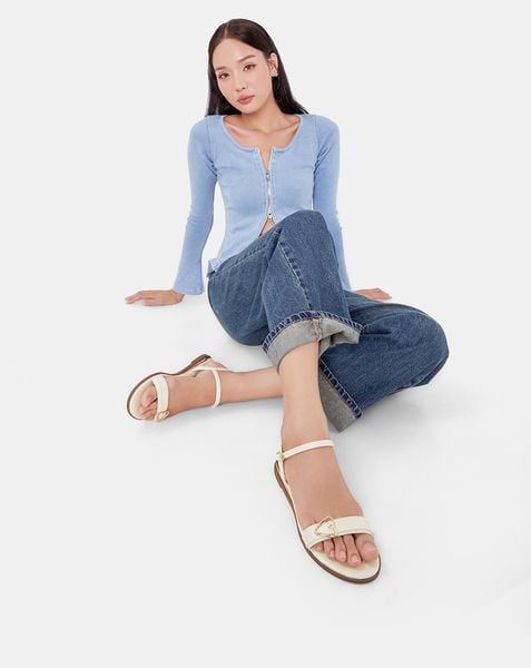  Giày Sandal Bệt Trang Trí Khoá 