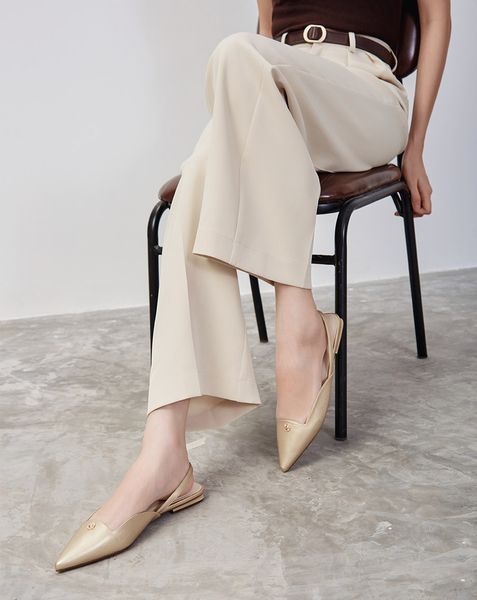  Giày Búp Bê Slingback Bệt Phối Khóa Trang Trí 