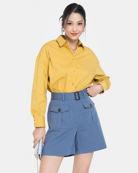 Áo sơ mi oversize thân sau cutout