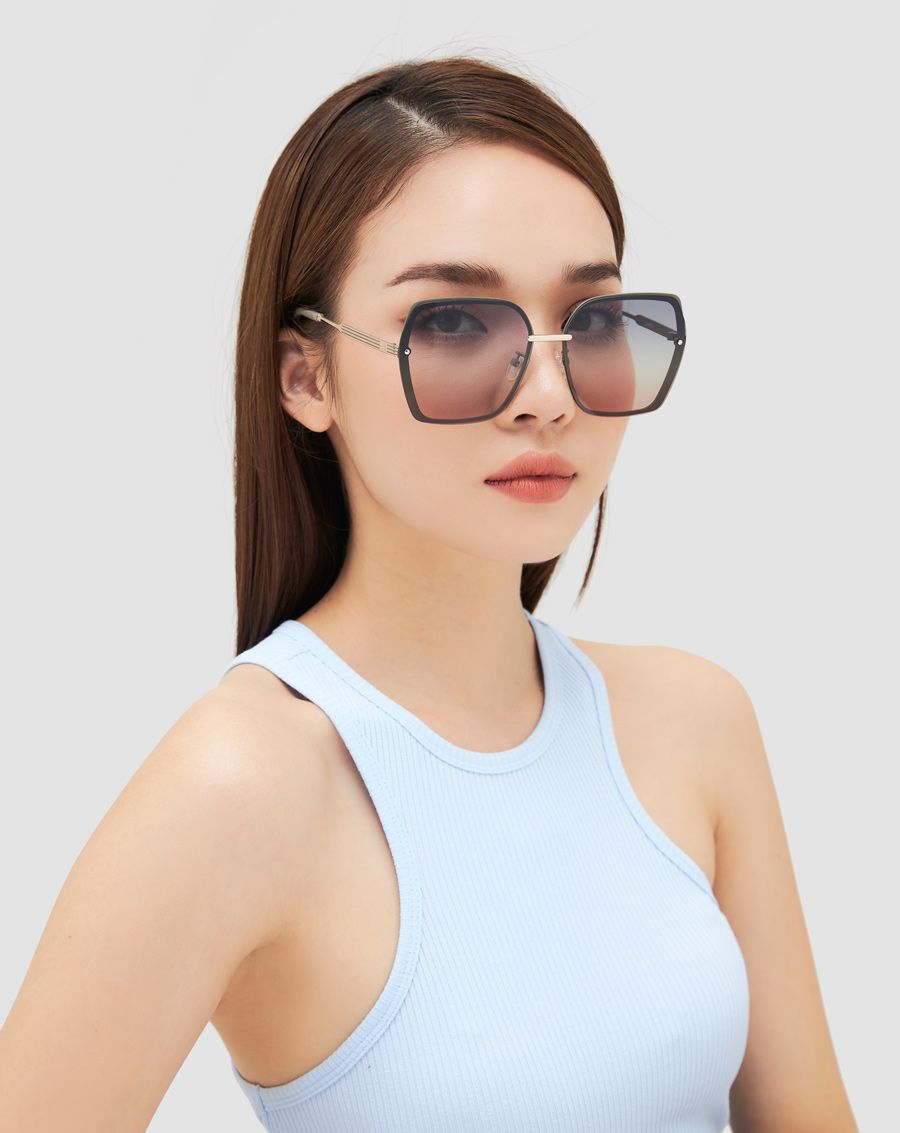  Mắt kính vuông kim loại phối nhựa 