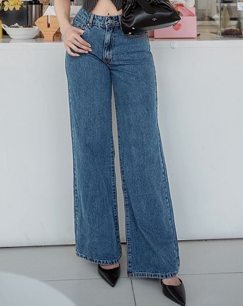  Quần Denim cạp trễ ống suông 
