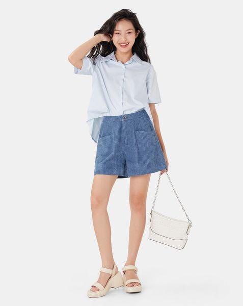 Quần short denim phói lưng thun