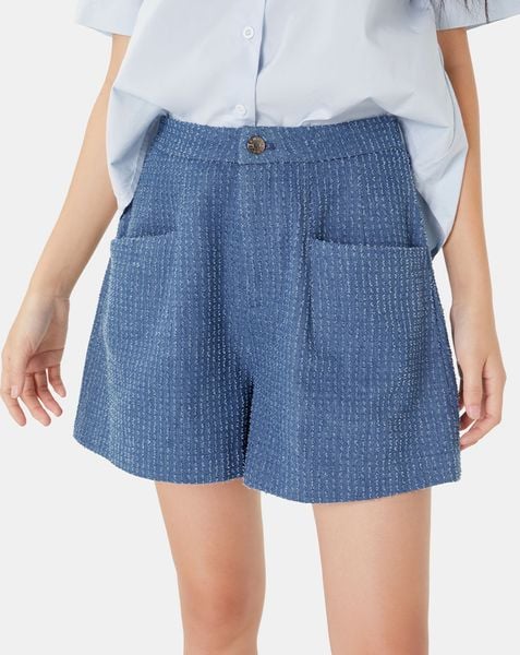  Quần short denim phối lưng thun 
