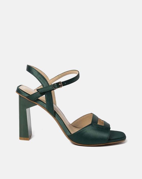 Giày Sandal Satin Gót Hình Học