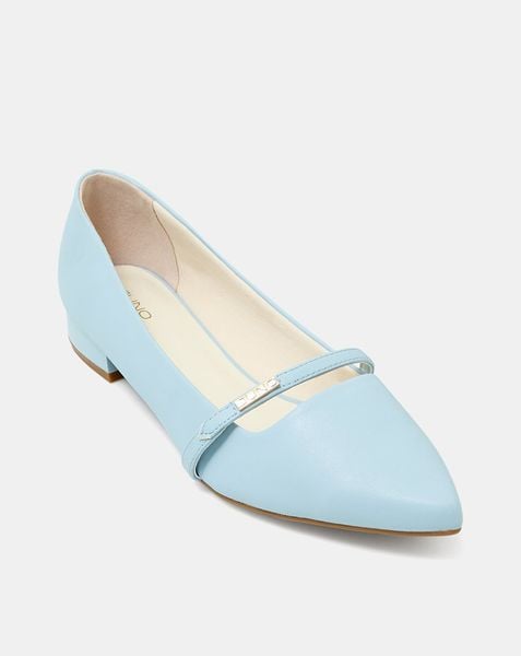  Giày Búp Bê Phối Quai Ngang Khóa Logo 