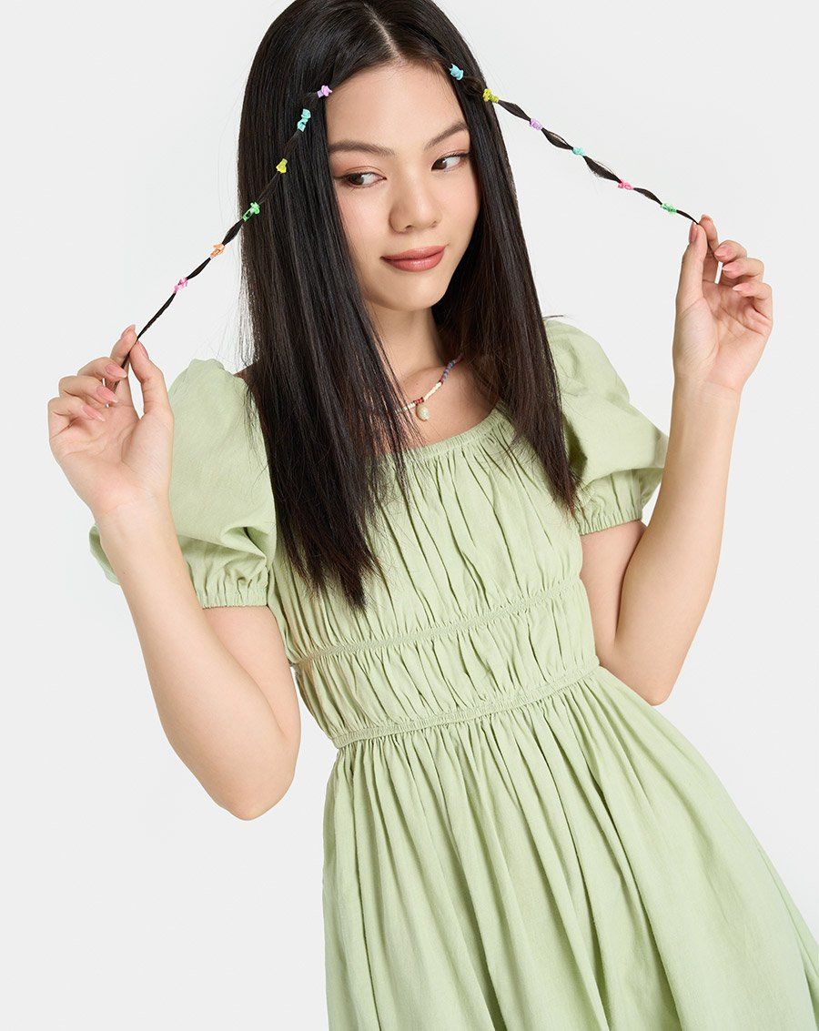 Đầm midi luồn thun ngực