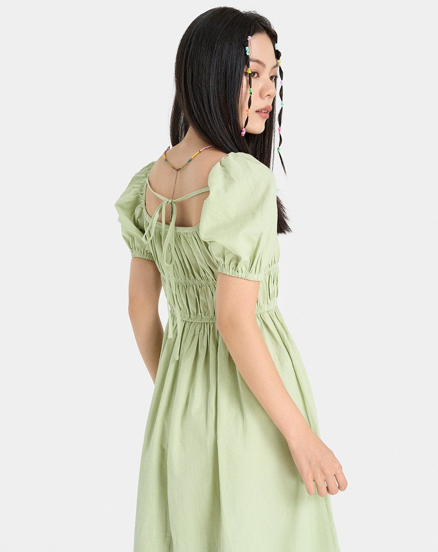 Đầm midi luồn thun ngực