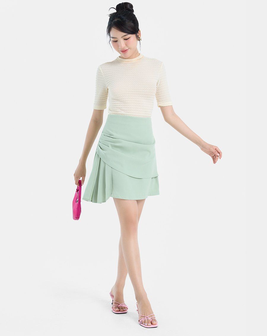 CHÂN VÁY MINI PHỐI TUA RUA  Màu be nhạt  ZARA Vietnam