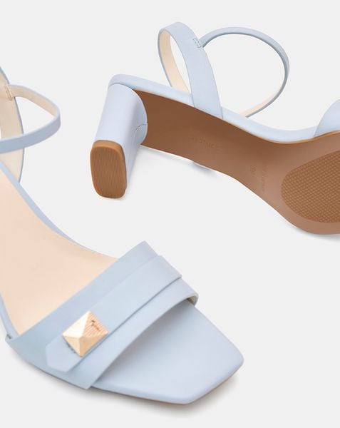  Giày Sandal Gót Trụ Quai Ngang Phối Khóa 