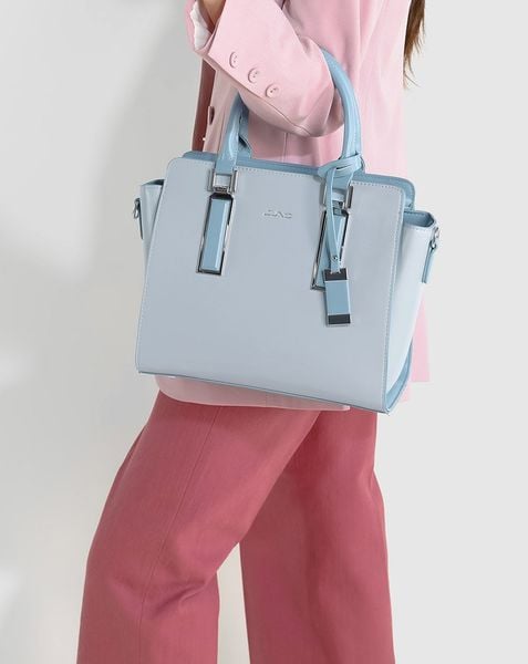  Túi xách trung tote charm trang trí phối 2 màu 