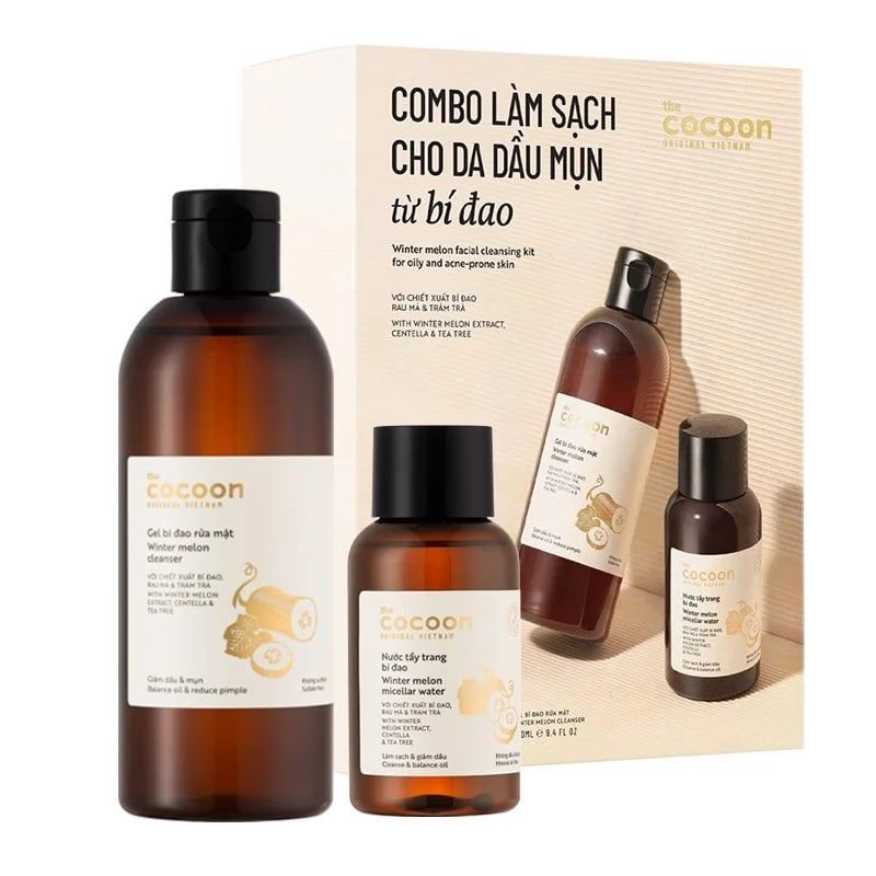 Bộ Sản Phẩm Làm Sạch Cho Da Dầu Mụn Chiết Xuất Bí Đao Cocoon Winter Melon Facial Cleansing Kit