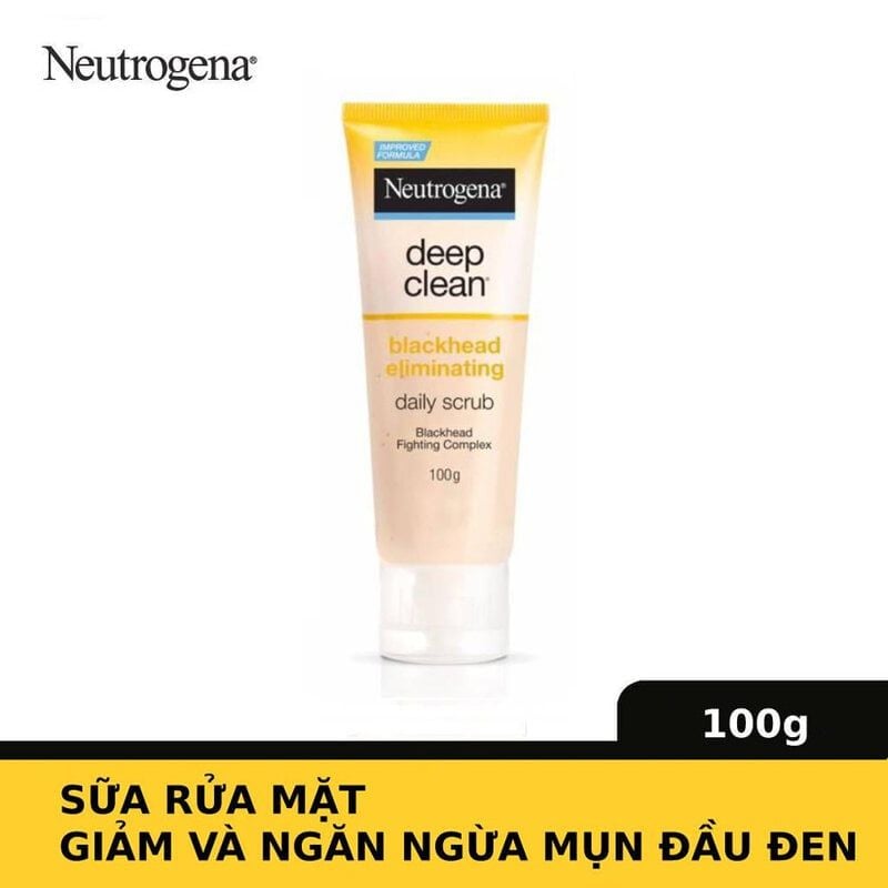 Sữa Rửa Mặt Tẩy Tế Bào Chết, Hỗ Trợ Giảm Mụn Đầu Đen Neutrogena Deep Clean Blackhead Eliminating Daily Scrub 100g