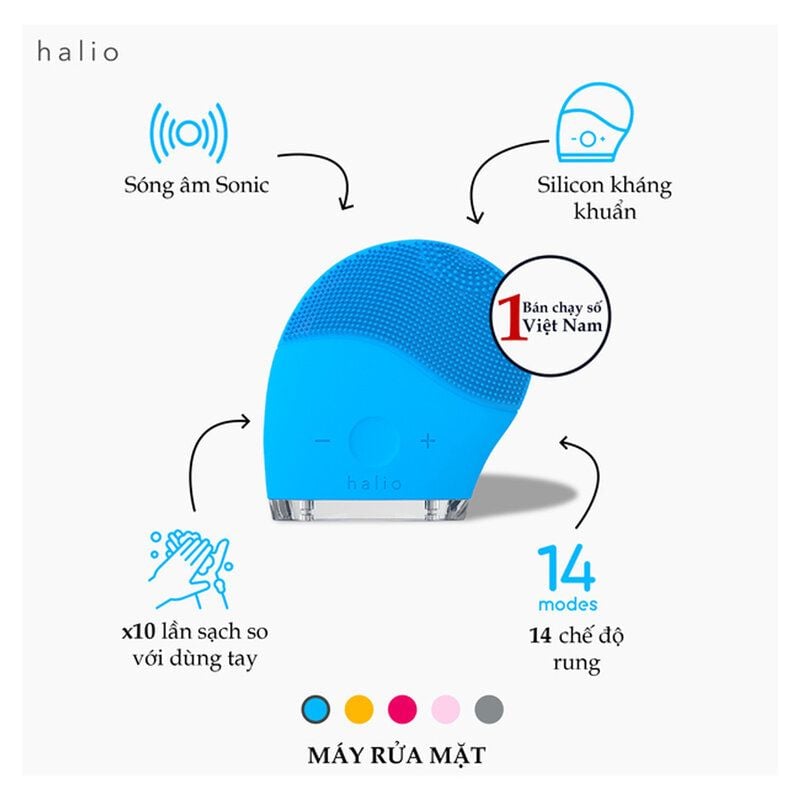 Máy Rửa Mặt Halio Sonic Wave Facial Cleansing & Massaging Device