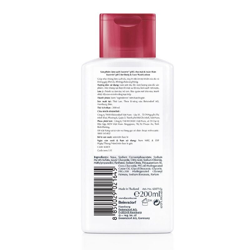 Sữa Tắm Eucerin Làm Sạch Da Mặt Và Toàn Thân Cho Da Nhạy Cảm pH5 WashLotion