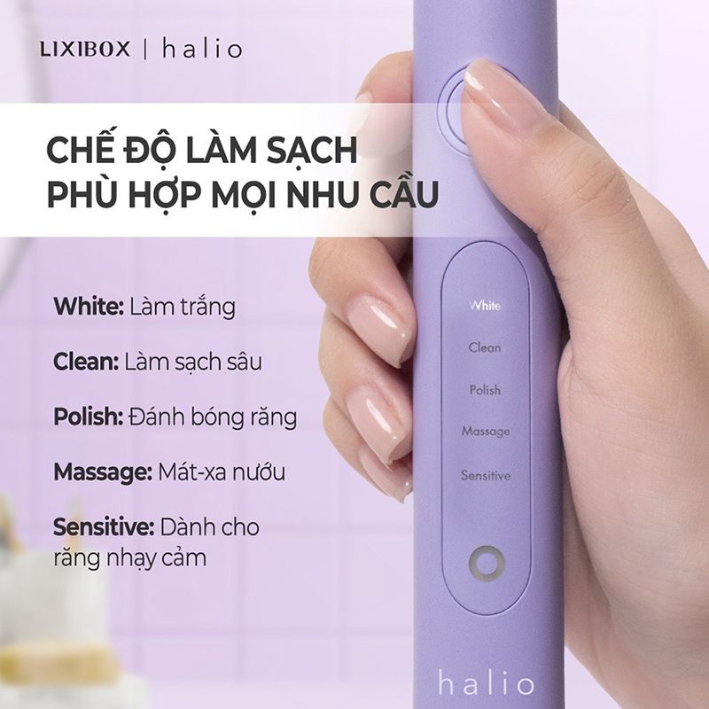 Bàn Chải Điện Halio Sonic Whitening Electric Toothbrush Periwinkle