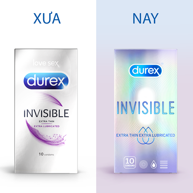 [Hộp 10 Cái] Bao Cao Su Siêu Mỏng Cao Cấp Durex Invisible Extra Lubricated Condoms (Che tên sản phẩm khi giao hàng)
