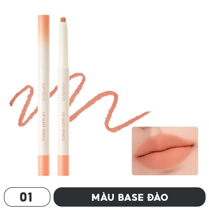 Chì Kẻ Viền Môi Nhung Lì, Lâu Trôi, Thiết Kế 2 Đầu Romand Lip Mate Pencil 0.5g