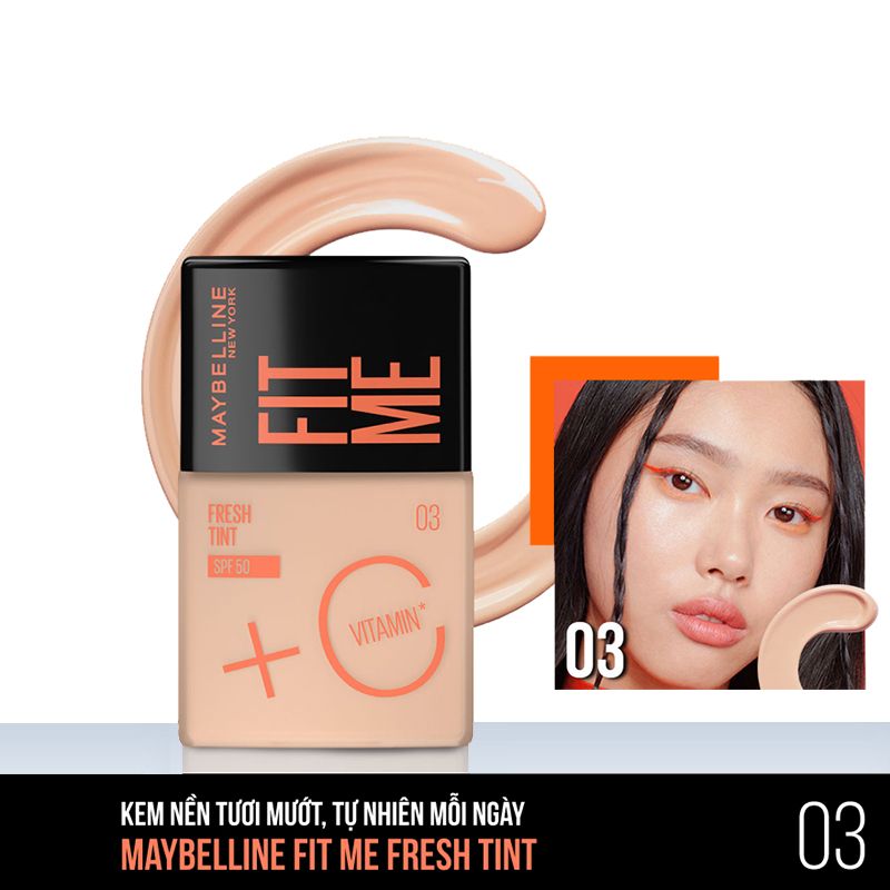 Kem Nền Tươi Mướt, Chống Nắng Bảo Vệ Da Maybelline New York Fit Me Fresh Tint SPF50/PA+++