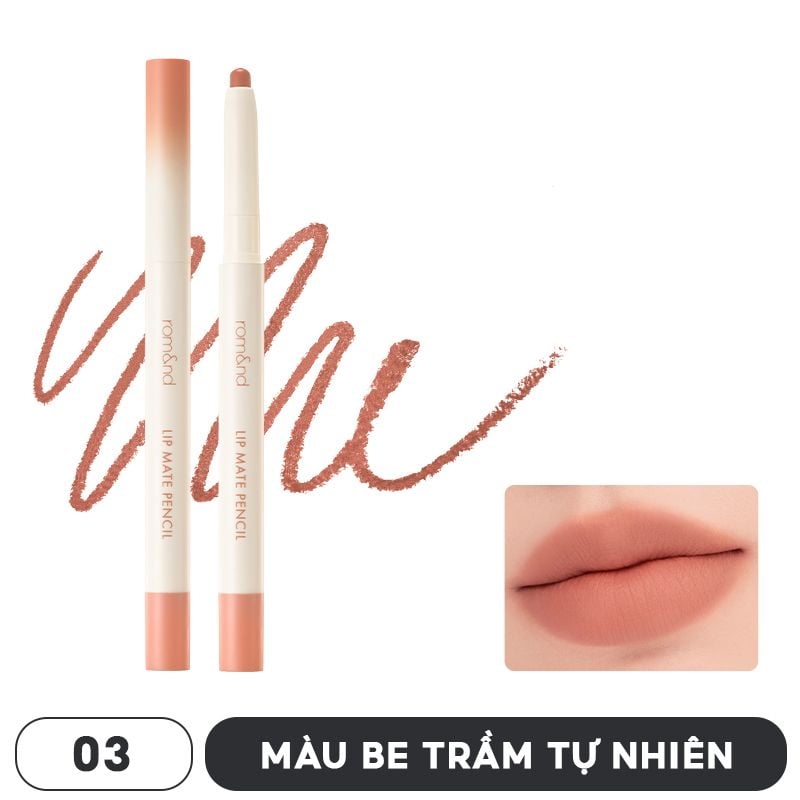 Chì Kẻ Viền Môi Nhung Lì, Lâu Trôi, Thiết Kế 2 Đầu Romand Lip Mate Pencil 0.5g